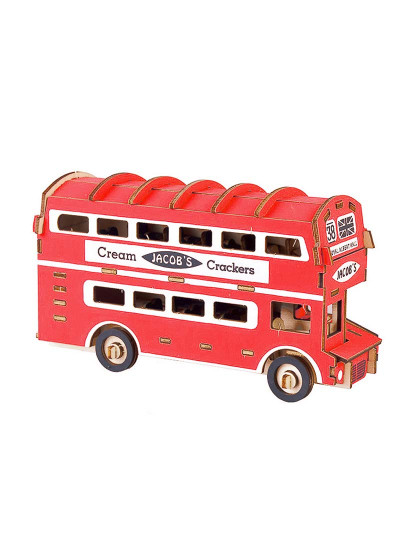 imagem de Quebra-cabeça 3D de madeira ônibus de dois andares britânico 94 peças. 19,2 x 6,7 x 10,9 cm. Vermelho2