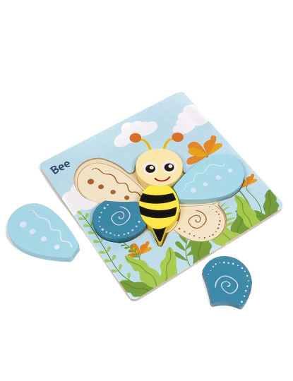 imagem de Puzzle de madeira para crianças 6 peças Desenho de abelha2