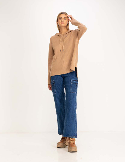 imagem de Capuz liso de malha oversize Camel4