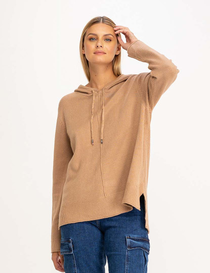 imagem de Capuz liso de malha oversize Camel3