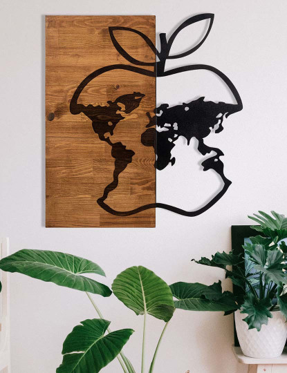 imagem de Decoração Parede Madeira Apple Worl Map1