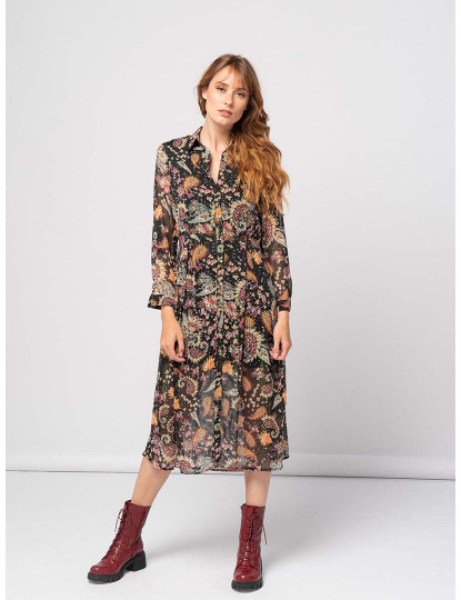imagem de Vestido Comprido Estampado Senhora Preto1