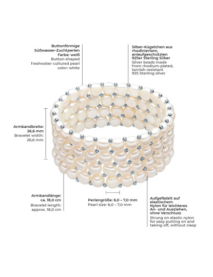 imagem de Bracelete Prata de Lei c/ Pérolas Brancas2