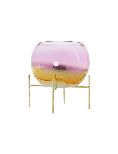 imagem de Castiçais DKD Home Decor 8424001830619 Cor de Rosa Dourado Metal Cristal 19 x 19 x 20,5 cm1