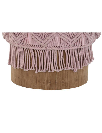 imagem de Repousa pés DKD Home Decor 43 x 43 x 51 cm Madeira Castanho Rosa Claro Macramé Boho4