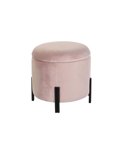 imagem de Repousa pés DKD Home Decor Preto Cor de Rosa Metal Veludo 42 x 42 x 42 cm2