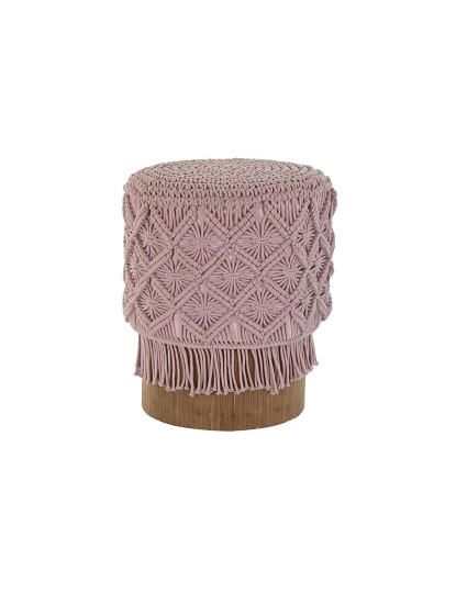 imagem de Repousa pés DKD Home Decor 43 x 43 x 51 cm Madeira Castanho Rosa Claro Macramé Boho1