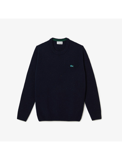 imagem de Sweatshirt de lã de corte regular com estampa manchada Homem Azul Marinho Nepse7