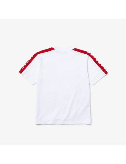 imagem de T-Shirt Para Criança Em Algodão Com Riscas Inscritas E Gola Redonda. Branco Infrarred3