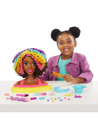 imagem de Barbie Neon Rainbow Deluxe Styling Head Hmd797