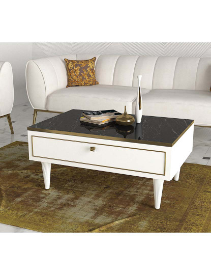 imagem de Mesa de Café branco e Dourado e Preto1