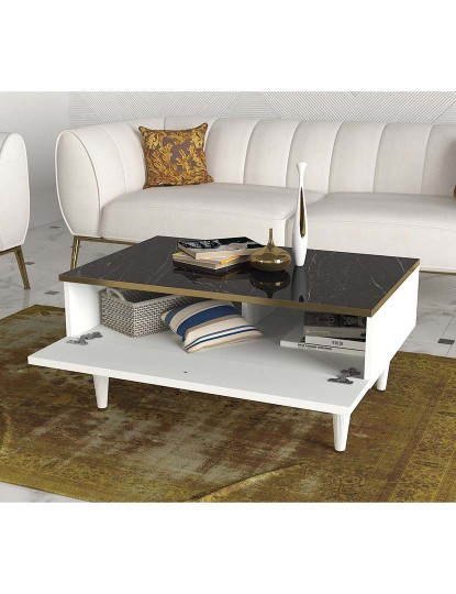 imagem de Mesa de Café branco e Dourado e Preto2