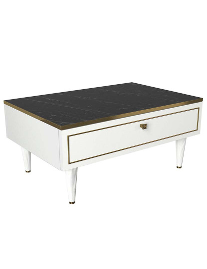 imagem de Mesa de Café branco e Dourado e Preto4