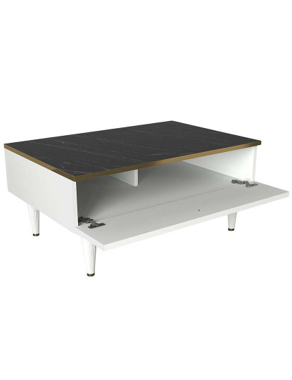 imagem de Mesa de Café branco e Dourado e Preto5