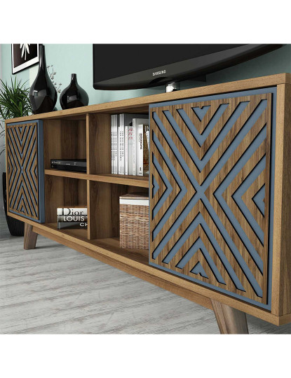 imagem de Combinação Móvel Tv Madeira de Nogueira Azul4