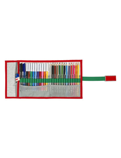 imagem de Estojo escolar Benetton Pop cinza com acessórios (27 peças) (7 x 20 x 7 cm)2