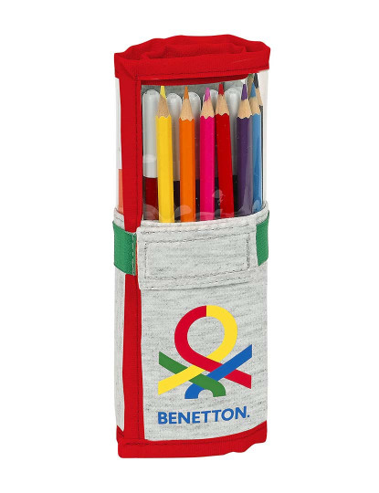 imagem de Estojo escolar Benetton Pop cinza com acessórios (27 peças) (7 x 20 x 7 cm)1