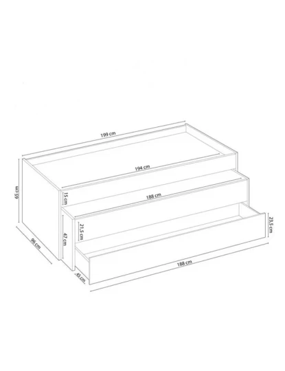 imagem de Cama dupla sem Base de ripas 2 gaveta e 1 coberta Branco4