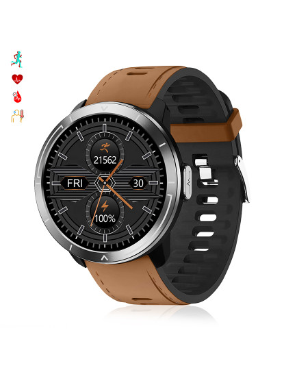 imagem de Smartwatch M18 Plus Bracelete de couro e silicone Modo multi-esporte Preto1