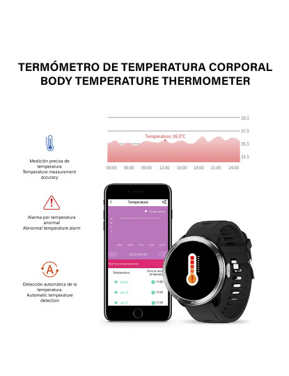imagem de Smartwatch M18 Plus Bracelete de couro e silicone Modo multi-esporte Preto2