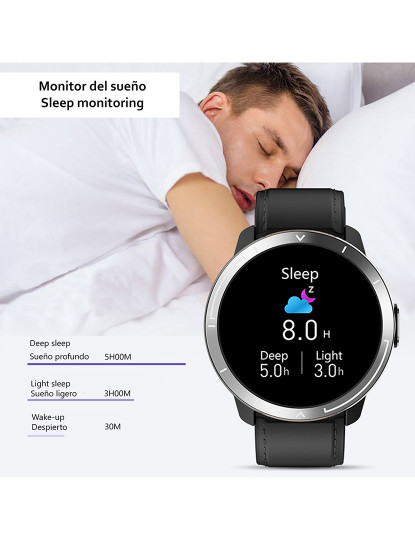 imagem de Smartwatch M18 Plus Bracelete de couro e silicone Modo multi-esporte Preto6