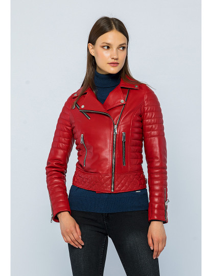 imagem de Casaco Biker Pele Senhora Vermelho2