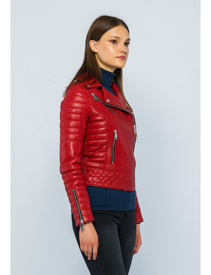 imagem de Casaco Biker Pele Senhora Vermelho4