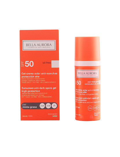 imagem de Gel Anti-manchas Pele Mista/Oleosa Bella Aurora Solar SPF50 50Ml1