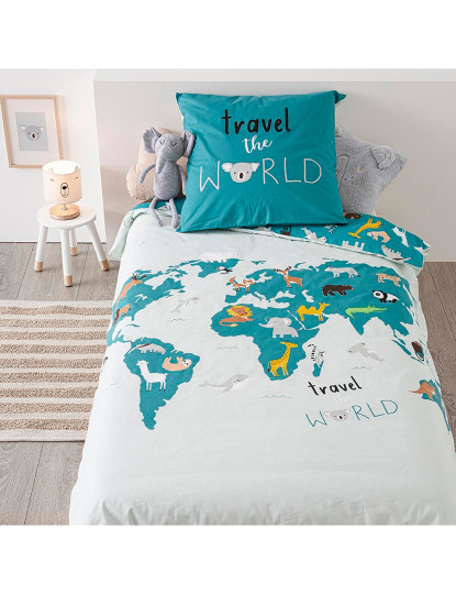 imagem de Conjunto de cama infantil com mapa mundial Atmosphera3