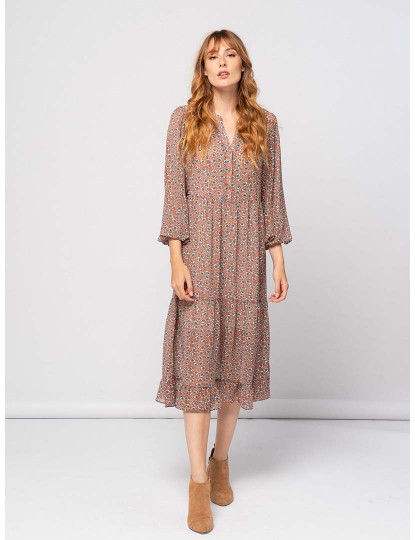 imagem de Vestido Comprido Estampado Senhora Vermelho1