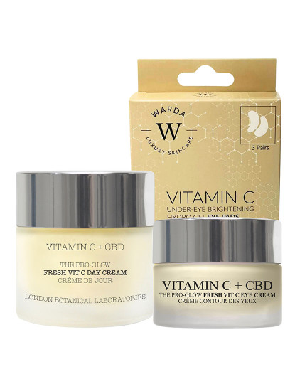 imagem de Vitamina c + CBD | Creme de Dia The Pro-Glow Fresh Vit C 50ml + Vitamina C + Soro CBD 30ml + Vitamina C + Creme para os olhos CBD 15ml + Almofadas para os olhos Hydro-Gel de Vitamina C X 31