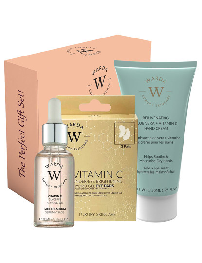 imagem de VITAMINA C GLOW BOOST OIL-SERUM 30ml + Warda - VITAMINA C HYDRO GEL ILUMINADOR SOB OLHOS x 3 + Aloe Vera Rejuvenescedor + Creme para as Mãos Vitamina C 50ml1