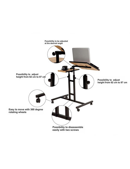 imagem de Mesa Para Portátil Glen Pinheiro Atlântico e Preto6