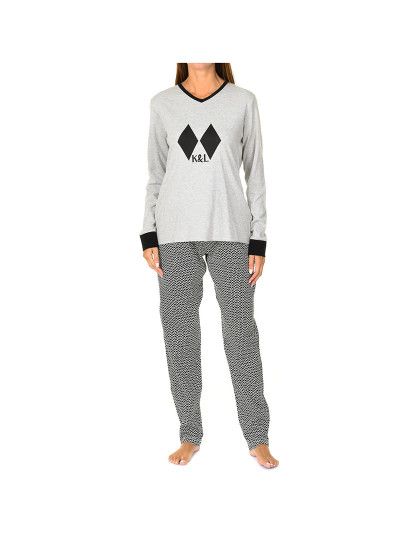 imagem de Pijama De Inverno Two Rombs Senhora Cinza E Preto1