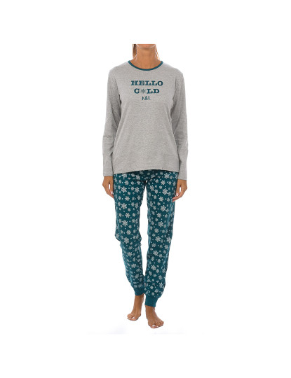 imagem de Pijama de Inverno Senhora Hello Cold Cinza - Verde Estampado1