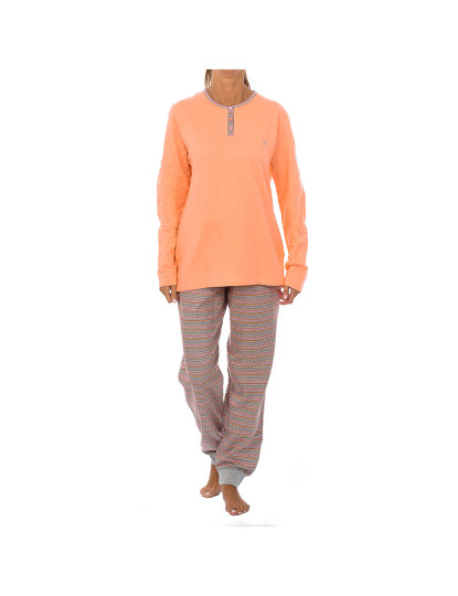 imagem de Pijama de Inverno Senhora Geometrical Orange Laranja - Cinza1