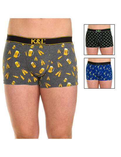 imagem de Pack 3 Funny Boxers Homem Cinza E Azul E Preto 1