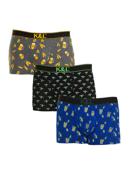 imagem de Pack 3 Funny Boxers Homem Cinza E Azul E Preto 2