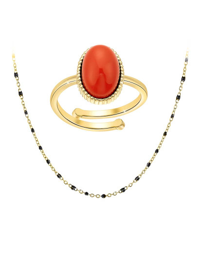 imagem de Conjunto SC Bohème de anel e gola decorado com ônix vermelho2
