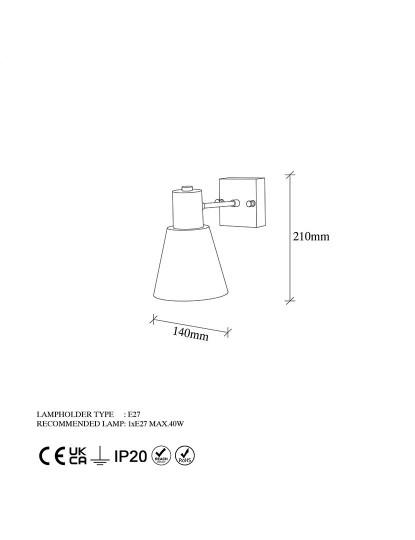 imagem de Candeeiro Parede Funnel - 13090 Black Gold6