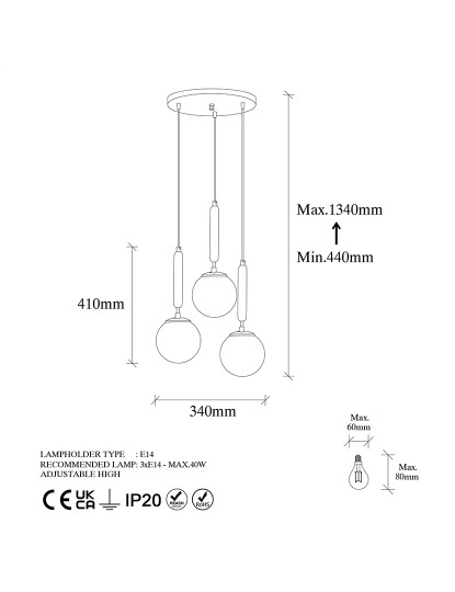 imagem de Candeeiro Teto King - 11465 Black White6