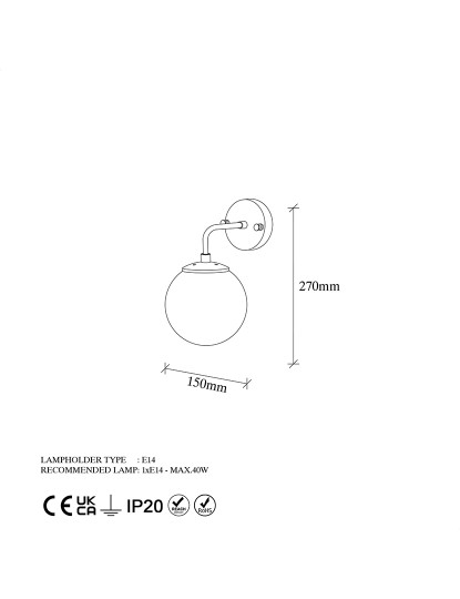 imagem de Candeeiro Parede Horn - 12216 Gold6