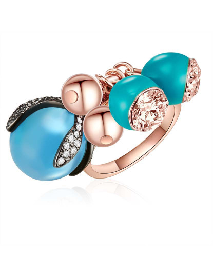 imagem de Anel com Cristais Swarovski Dourado Rosa1