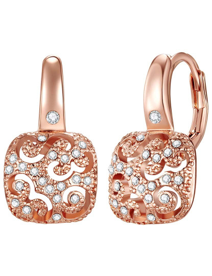 imagem de Brincos Metal com Cristais Swarovski Dourado Rosa1