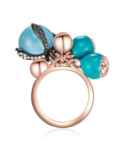 imagem de Anel com Cristais Swarovski Dourado Rosa2