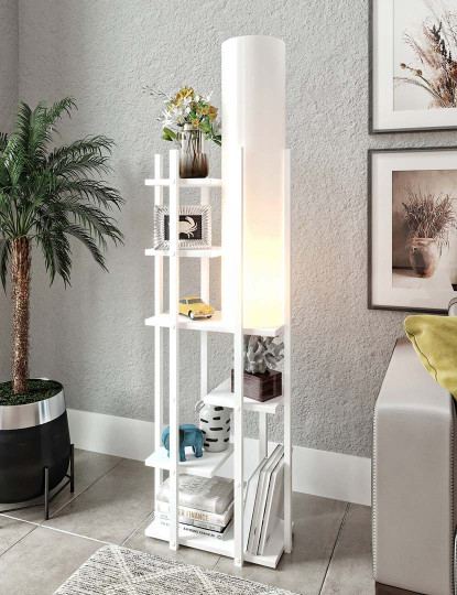 imagem de Candeeiro Chão Madeira Vogue Branco2