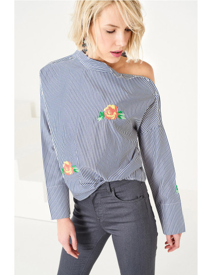 imagem de Blusa Ombro Aberto Azul Ref 1276