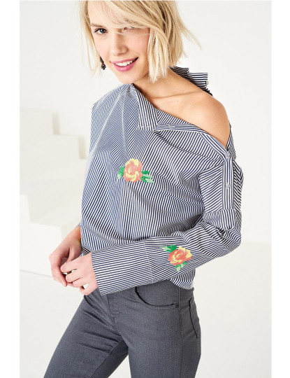 imagem de Blusa Ombro Aberto Azul Ref 1273