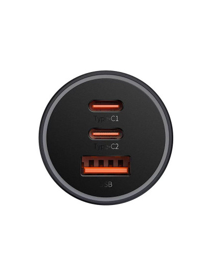 imagem de Adaptador Isqueiro 1xUSB-A 2xUSB-C PD/QC 65W BASEUS         2