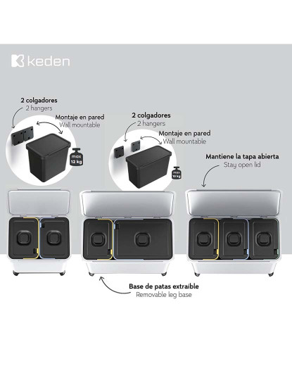 imagem de Caixote Reciclagem 2X10L Cinza 3